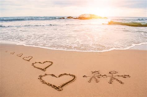 Love Heart Painting On Beach Stock Photo Image Of Beach Ocean 76361906