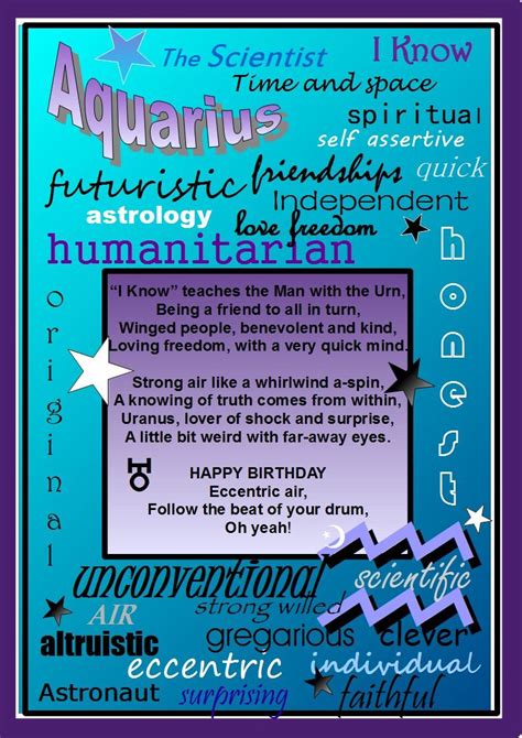 Aquarius Birthday Card Astrology Birthday Card Aquarius Birthday