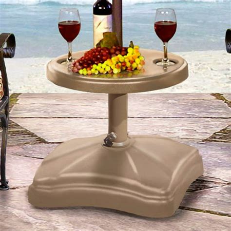 Shademobile Rolling Umbrella Stand And Accessory Table Sand Walmart