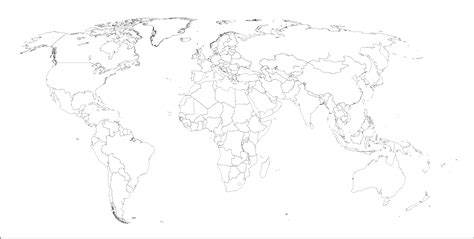Mapamundi Político Mudo Mapa del mundo en Blanco sin nombres