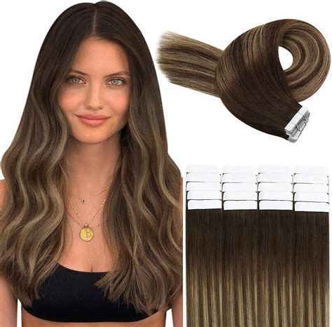 Youngsee Tape In Hair Extensions Human Hair Balayage 22 Inch Ombre Tape