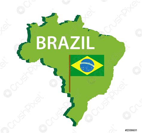 Map And Flag Of Brazil Icon Isolated On White Background Stock Vector