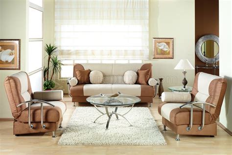 Beige And Brown Fabric Modern Living Room Wsofabed And Storages
