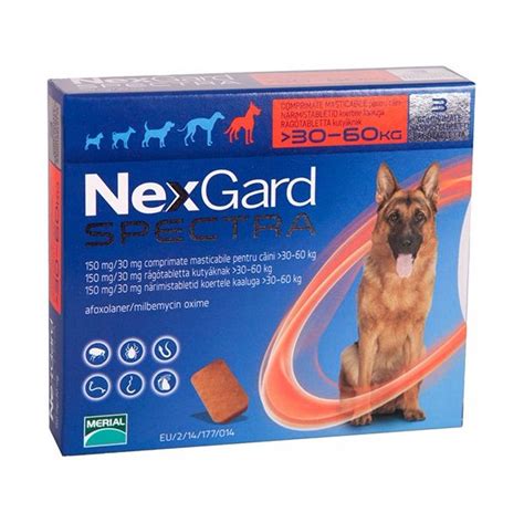 nexgard spectra antiparasitário cão 30 60kg 3 comprimidos kuantokusta