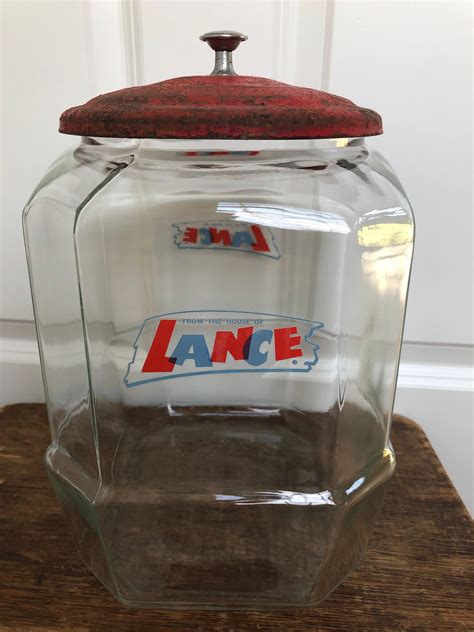 Vintage Lance Cookie Jar Glass Metal Lid Jar Glass Store Cookie Jars