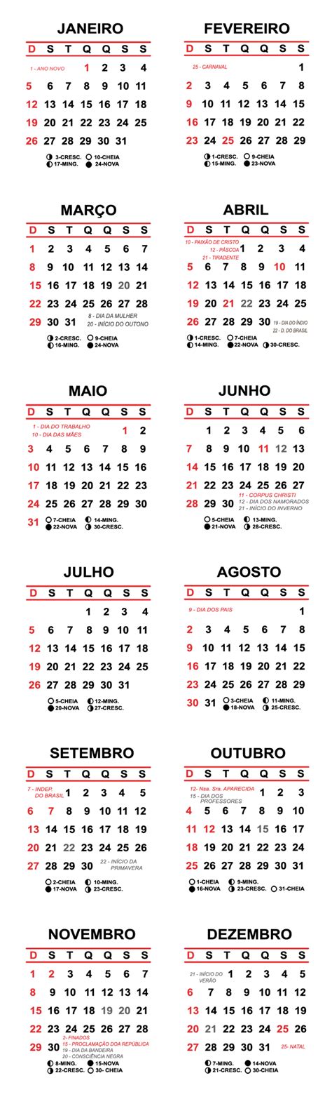 Grade Horizontal Calendário 2020 Simples Imagem Legal