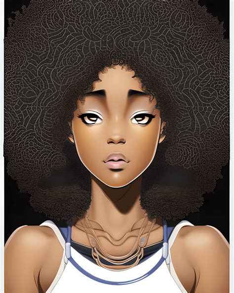 Black Girl With An Afro In Anime Style · Creative Fabrica