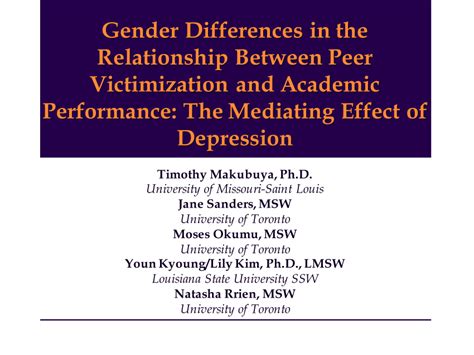 Pdf Gender Differences In The Relationship Between Peer Victimization And Academic Performance
