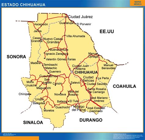 Mapa Estado Chihuahua Mapas Para México Usa Y Canada De Pared Murales