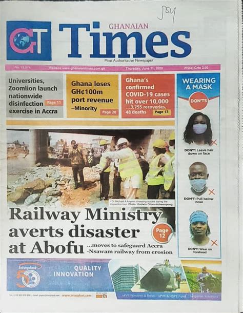 Todays Newspaper Frontpages Thursday June 11 2020 Bbc Ghana Reports