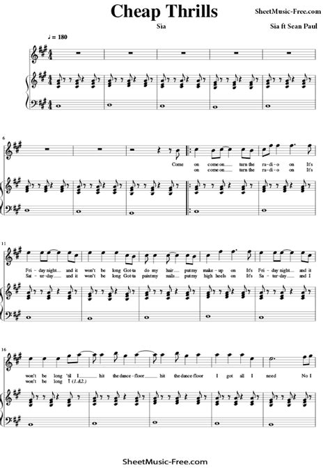 Cheap Thrills Sheet Music Sia ♪ Sheetmusic Freecom