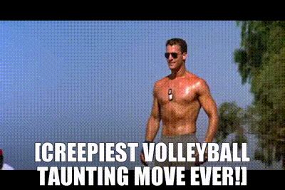 Yarn Creepiest Volleyball Taunting Move Ever Top Gun Volleyball Scene Video Clips By