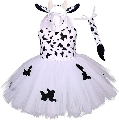 Jeeyjoo Kids Girls Dress Up Cow Costumes Halter Neck Tulle