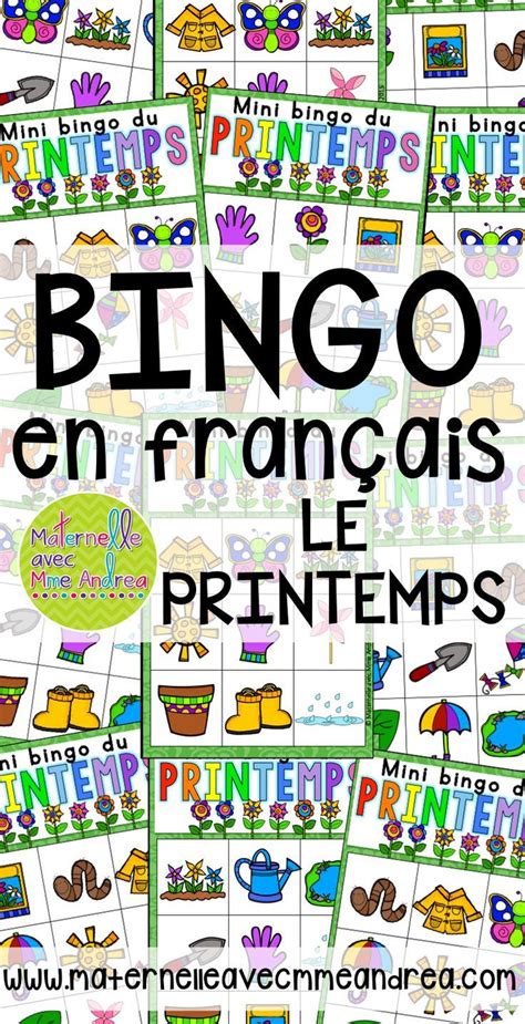 Bingo Du Printemps French Spring Bingo Vocabulaire Maternelle