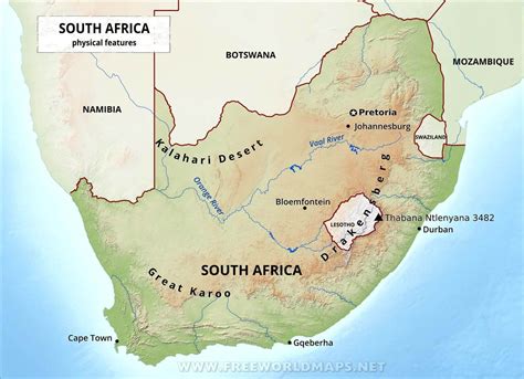 Physical Map Of Africa With Rivers And Mountains