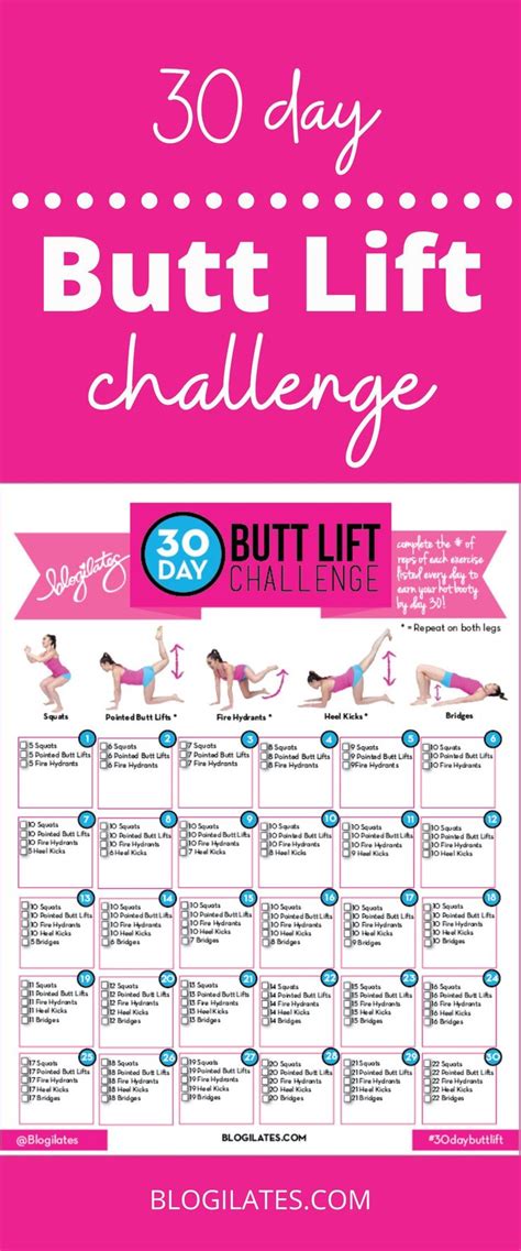 Day Butt Lift Challenge Blogilates Butt Workout Challenge Workout Challenge Beginner