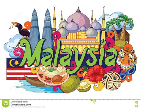 It consists of thirteen states and three federal territories. Doodle Showing Architecture And Culture Of Malaysia Stock ...