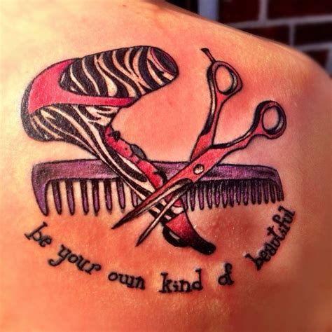 Be Your Own Kind And Beautiful Scissor And Comb Tattoo