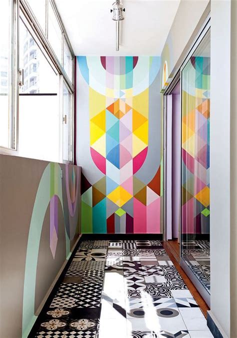 20 Awesome Geometric Walls With Vibrant Colors Homemydesign
