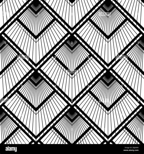 Art Deco Pattern Vector Black White Background Luxury Seamless