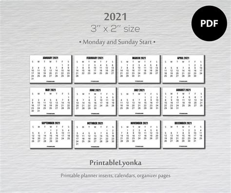 August is the only month without national holidays, believe it or not. 3 x 2 inch mini Calendars 2021/ Small printable calendar/PDF | Etsy