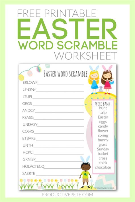 Free Printable Easter Word Scramble For Kids With A Word Bank