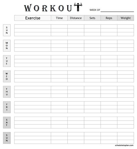 Eyewash log sheet template printable : Printable Workout Schedule Template Free - Exercise Log ...