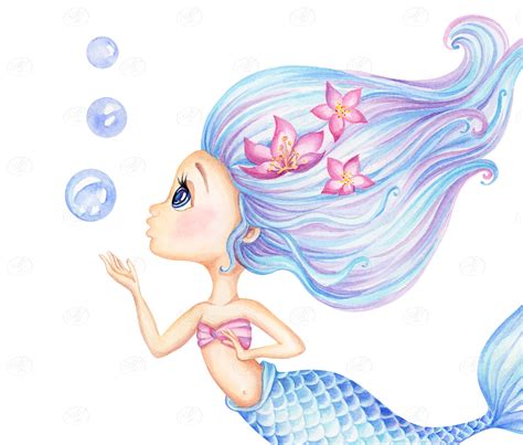 Mermaid Clipart Mermaid Png Little Mermaid Watercolor Etsy