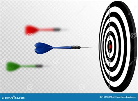 Vector Blue Dart Arrows Flying To Target Dartboard Metaphor To Target