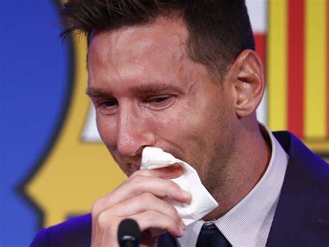 lionel messi crying watch lionel messi breaks down as he confirms barcelona exit says never