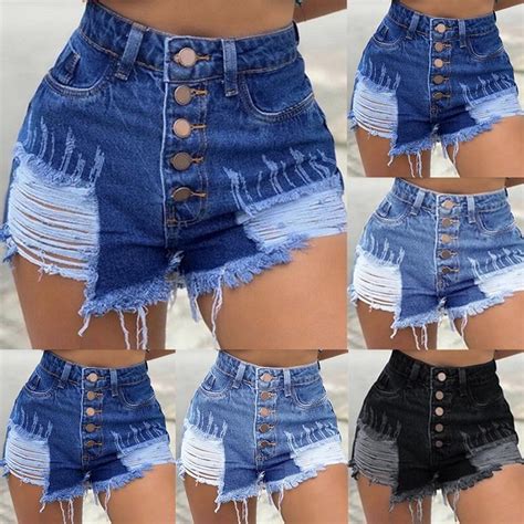 Buy Women Ripped Denim Shorts Jeans Ladies High Waisted Distressed