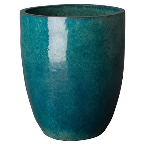 Glazed pots allow for air and water movement, resulting in stimulated root growth and healthier plants. Tall Teal Glazed Ceramic Bullet Planter - Large | Large ...