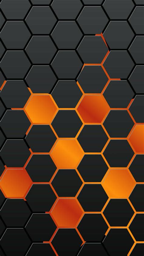 Iphone Wallpaper Background Orange Black Octagon Pattern