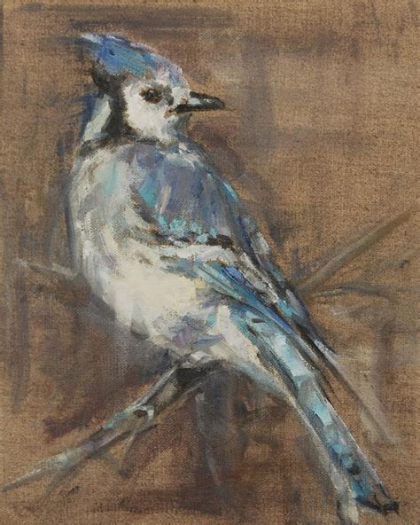 Blue Jay Bird Original Oil By Car By Carol Demumbrum