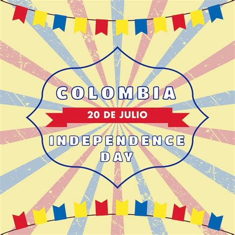 Día De La Independencia De Colombia 20 De Julio Fondo Estilo Vintage
