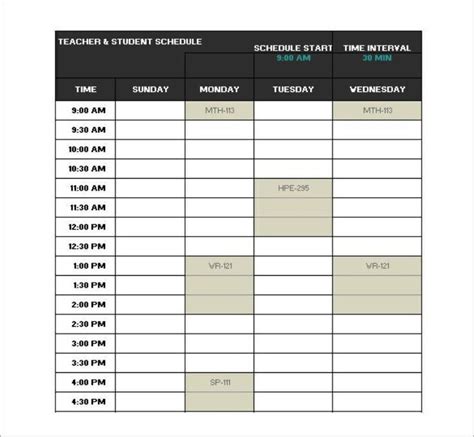 College Class Schedule Template Check More At
