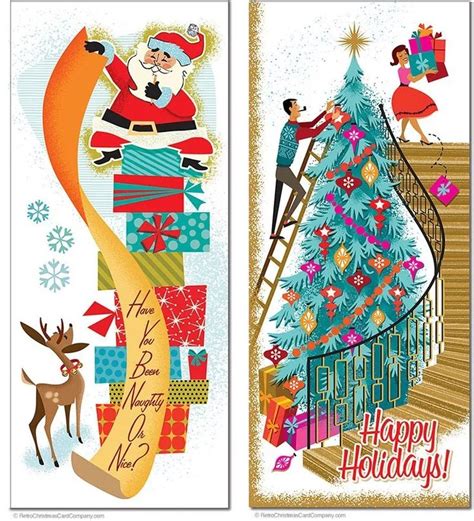 Beautifully Illustrated Mid Century Modern Christmas Cards Retro