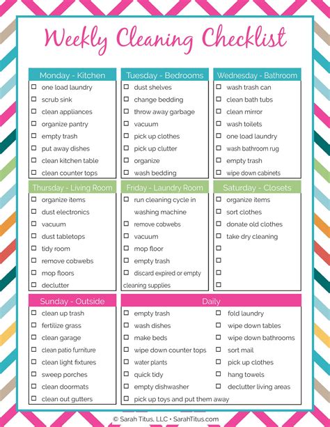 Daily Weekly Monthly Cleaning Checklist Printable Images And Photos