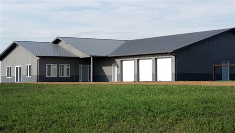 Notice that the plan measures each post spacing center to center except for the the work shop will be framed and have stairs that allow access to the floor above the work shop. pole barn house and shop plans | Architecture | Pinterest ...