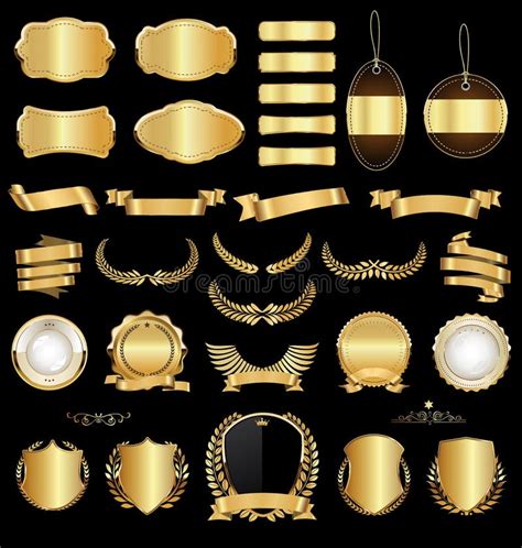 Collection Of Luxury Golden Design Elements Badges Labels And Laurels