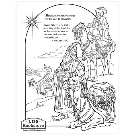 Wise Men Nativity Coloring Page Printable Christmas Coloring Page