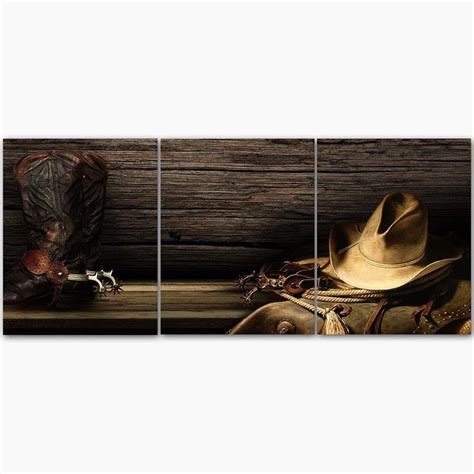 3 Piece Wall Art Canvas Western Painting Rustic Western Etsy