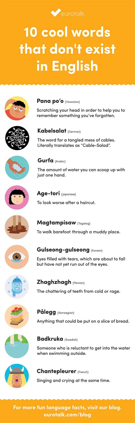 10 Cool Words That Dont Exist In English Infographic Eurotalk Blog