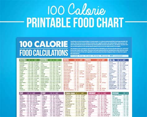 100 Calorie Digital Food Calcuations Chart For Nutrition Food Journal