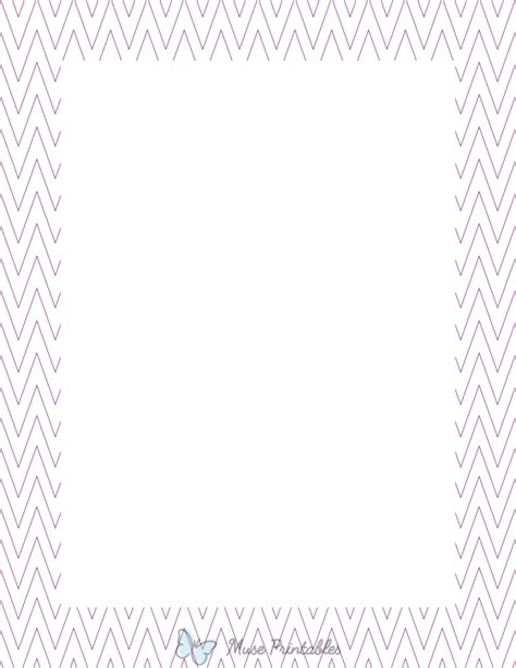 Printable Purple On White Pinstripe Chevron Page Border
