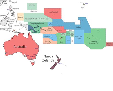 Mapa De Oceanía Y Sus Países Pdf Png Imprimir Mudo