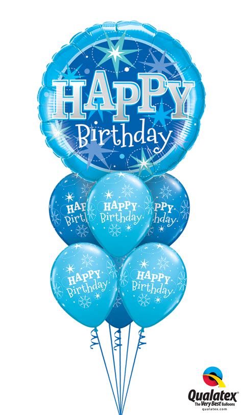 *all balloons are shipped flat and will need to be filled. Happy Birthday Blue Bouquet Helium filled foil balloon