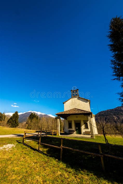 Church In The Meadows Of Alps Stock Image Image Of Natural Clouds
