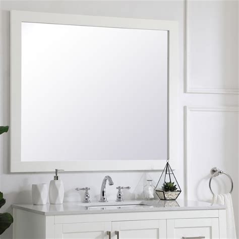 Elegant Decor Aqua 36 X 42 Wood Frame Bathroom Mirror In White