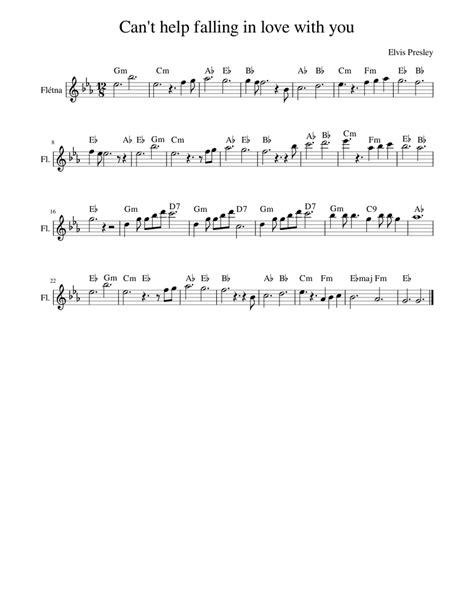 Cant Help Falling In Love With You Sheet Music For Flute Solo